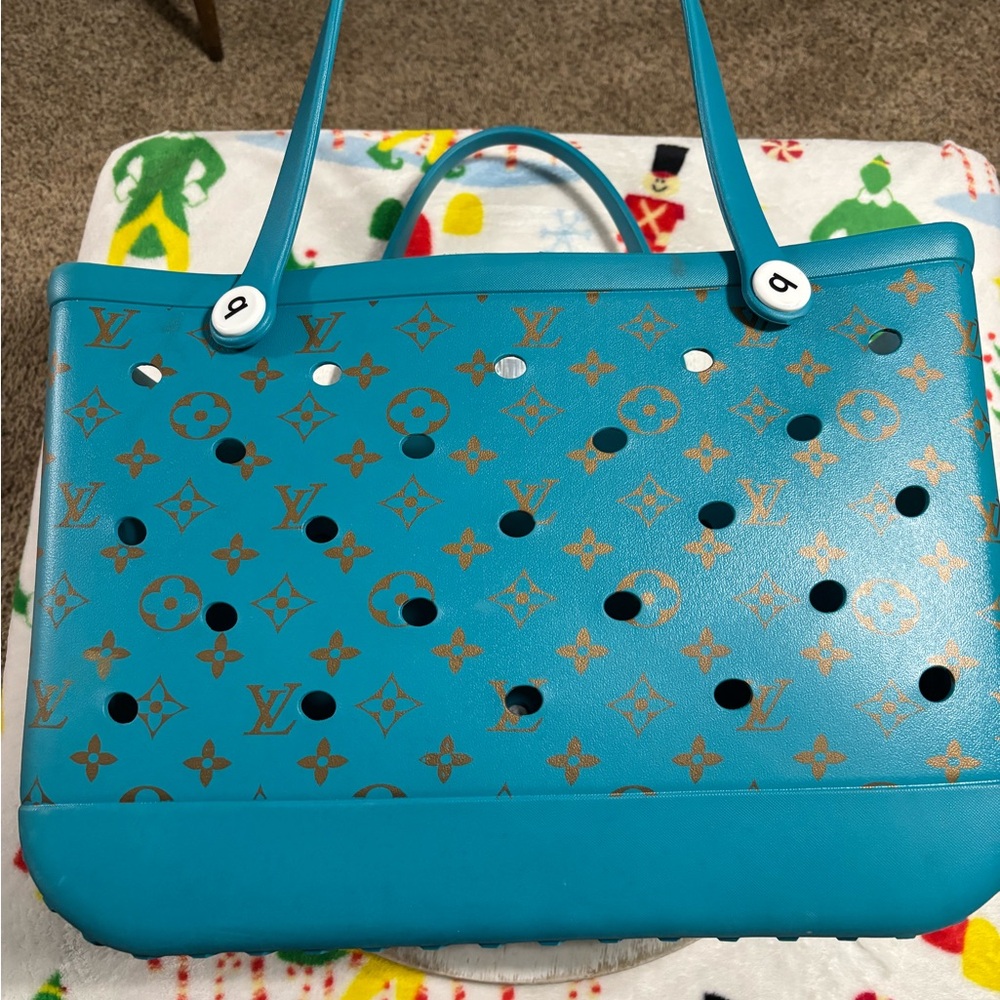 Louis Vuitton Turquoise Perforated Tote
